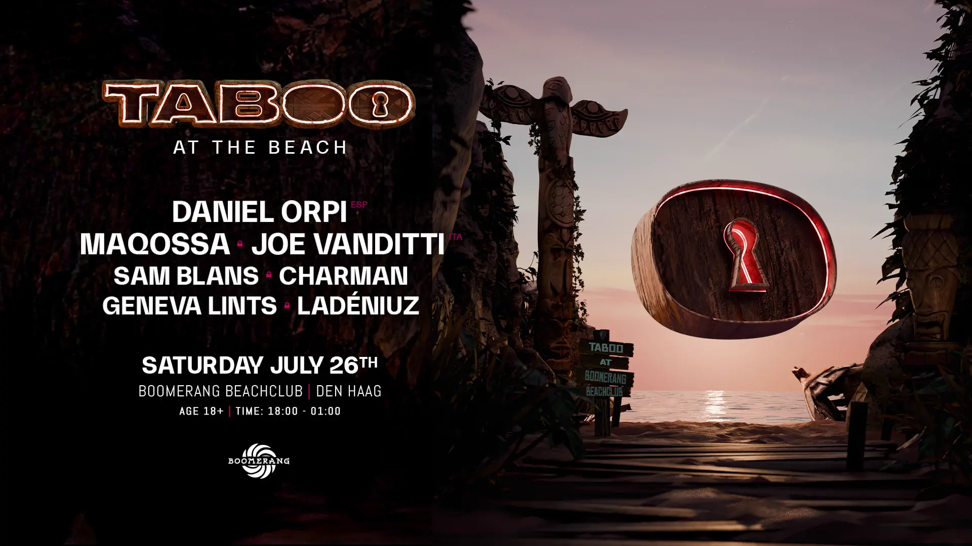 TABOO AT THE BEACH event poster
