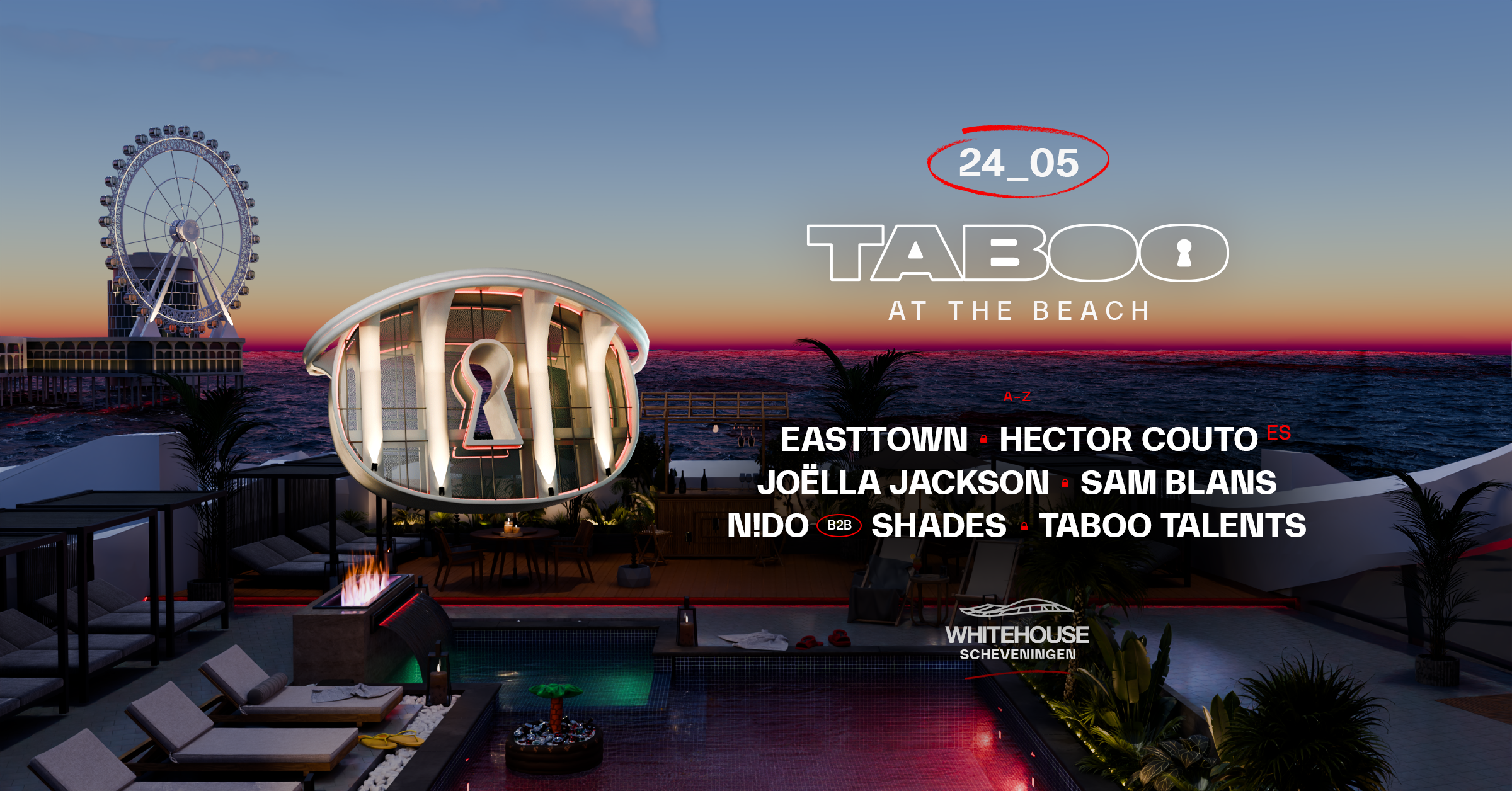 TABOO AT THE BEACH event poster