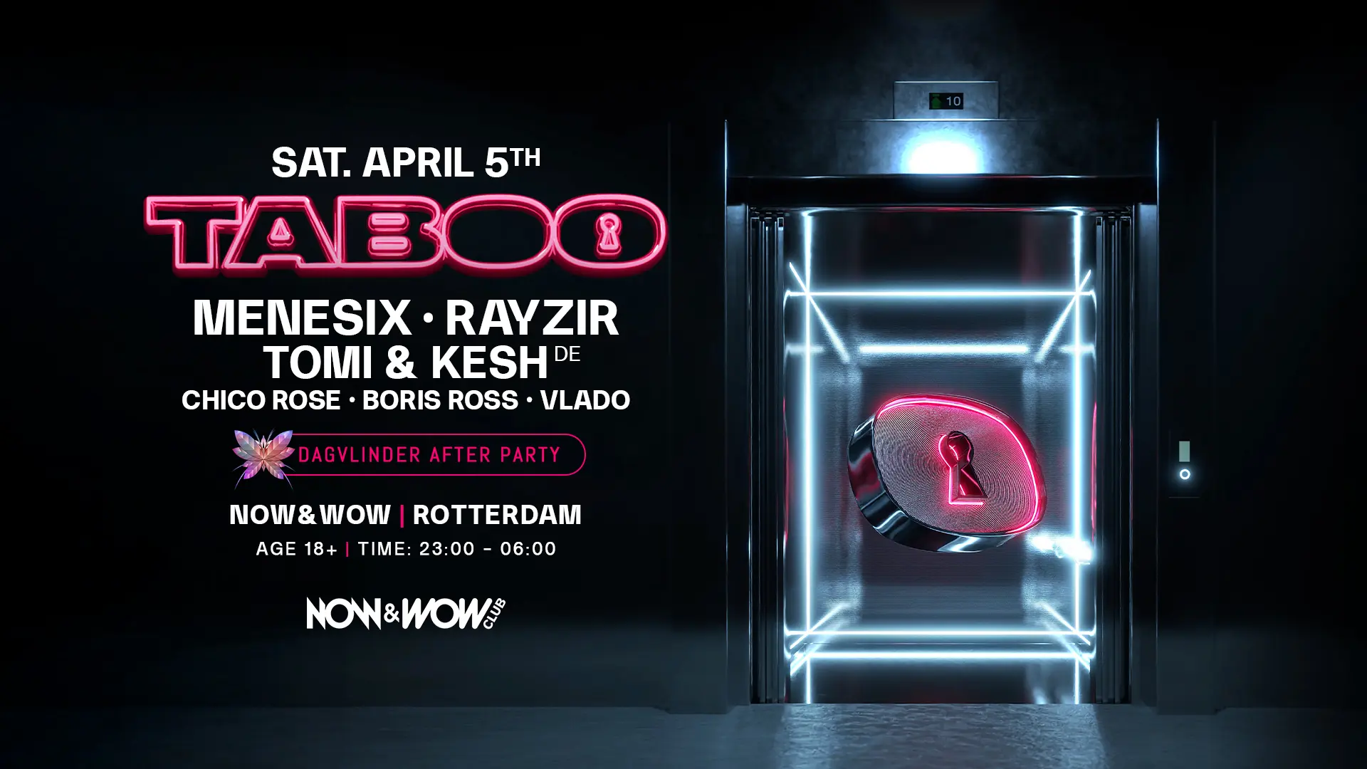 TABOO AT NOW & WOW event poster