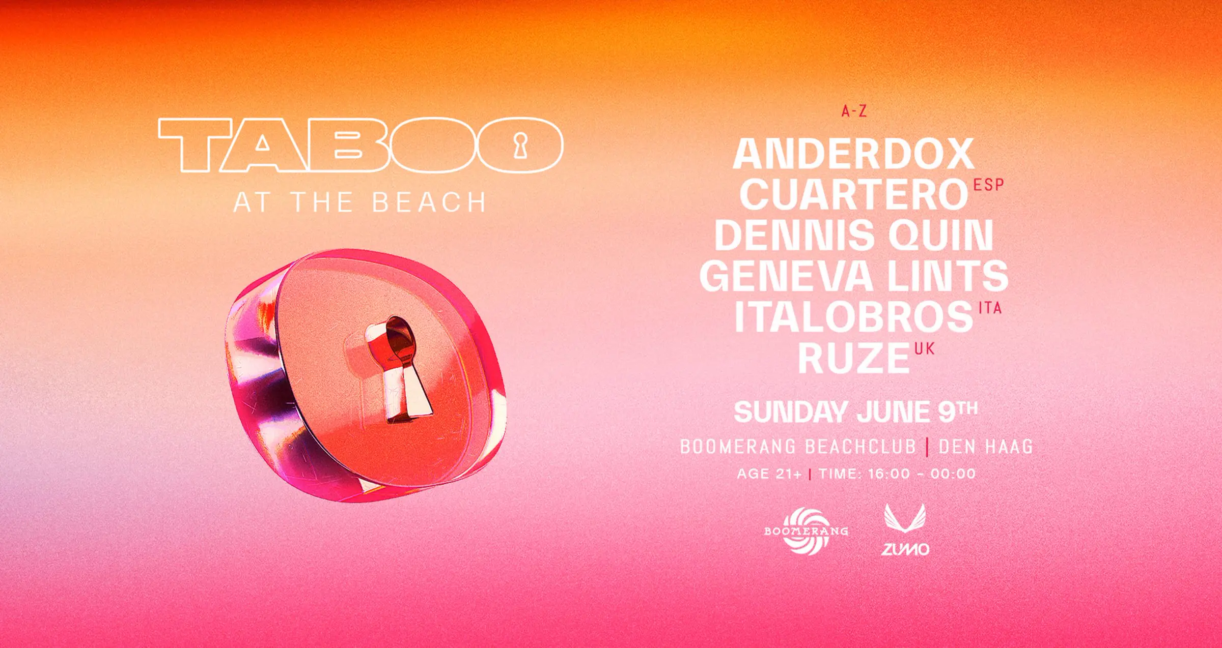 TABOO AT THE BEACH event poster
