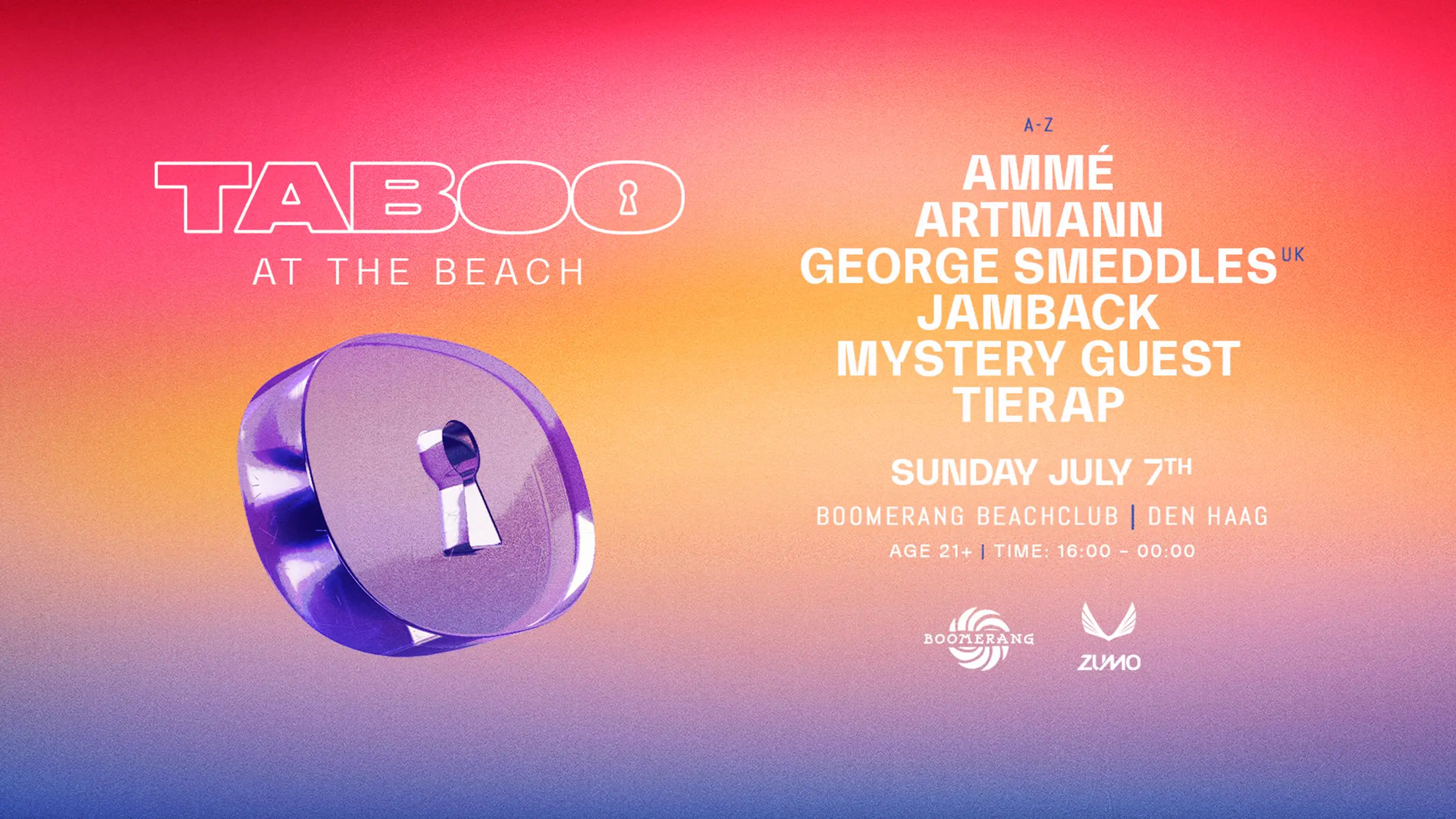 TABOO AT THE BEACH event poster