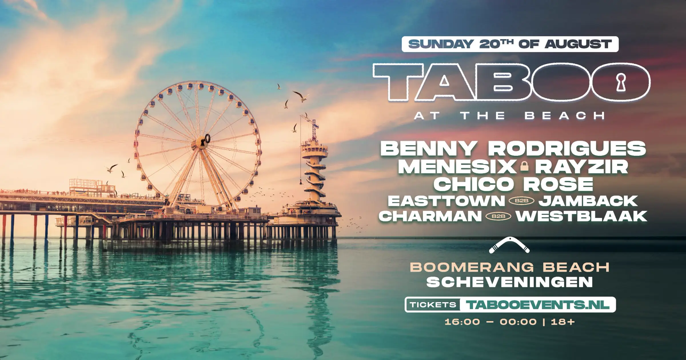 TABOO AT THE BEACH event poster