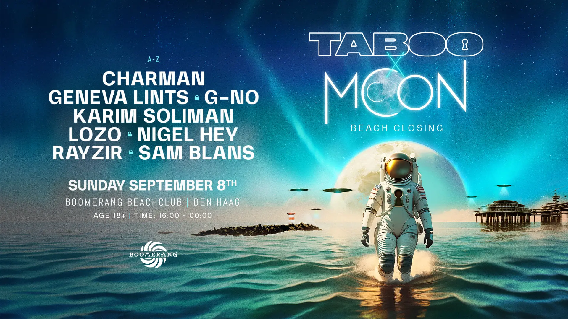 TABOO AT THE BEACH event poster