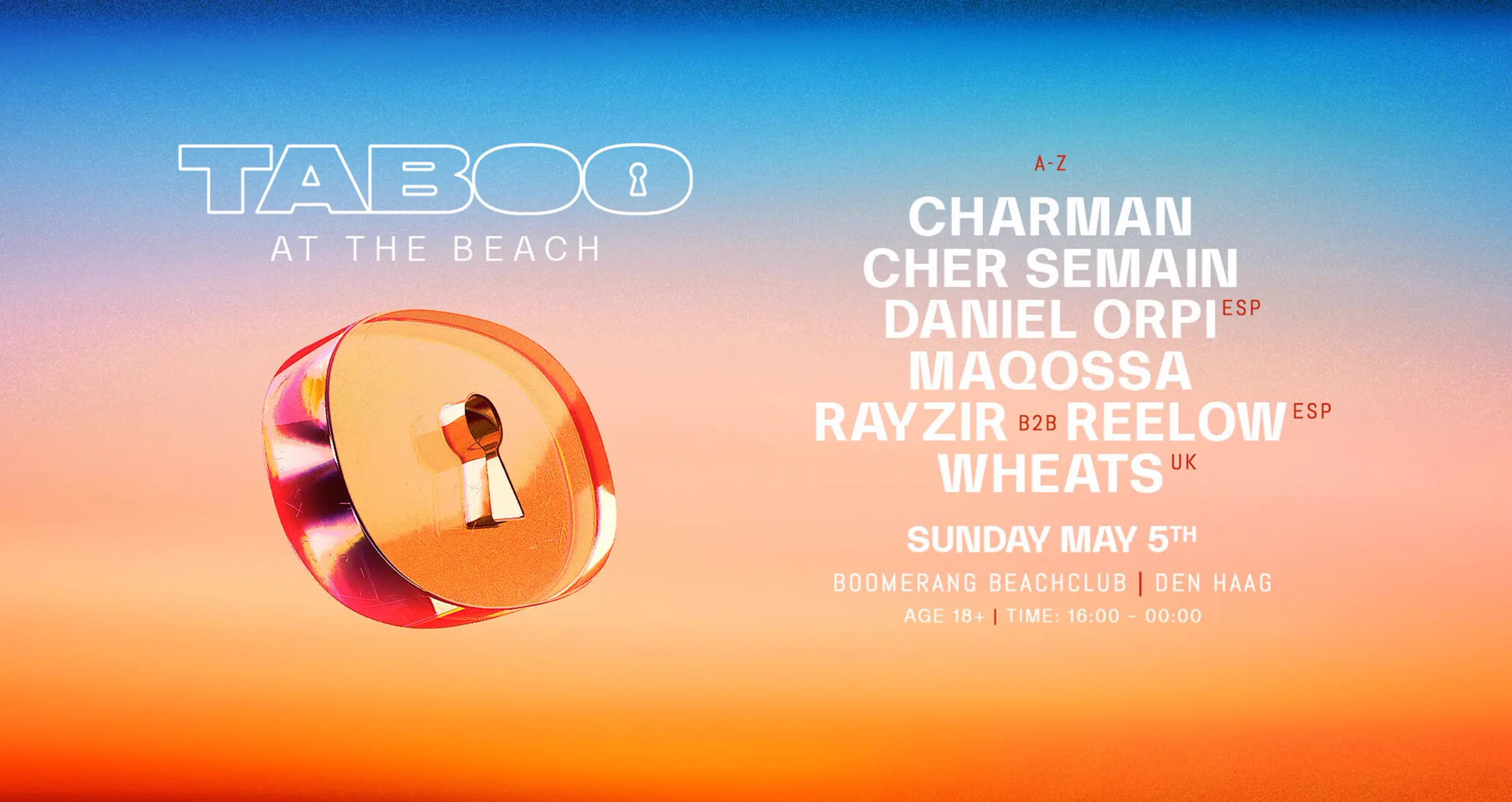 TABOO AT THE BEACH event poster
